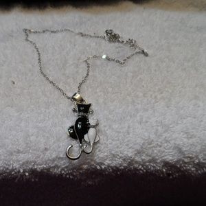Black and White cat pendant necklace